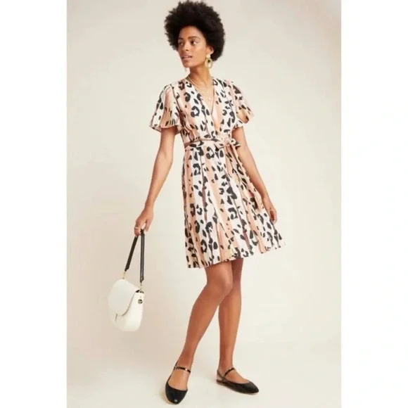 Anthropologie Hutch Blaise Leopard  Print Wrap Dress - Picture 2 of 11